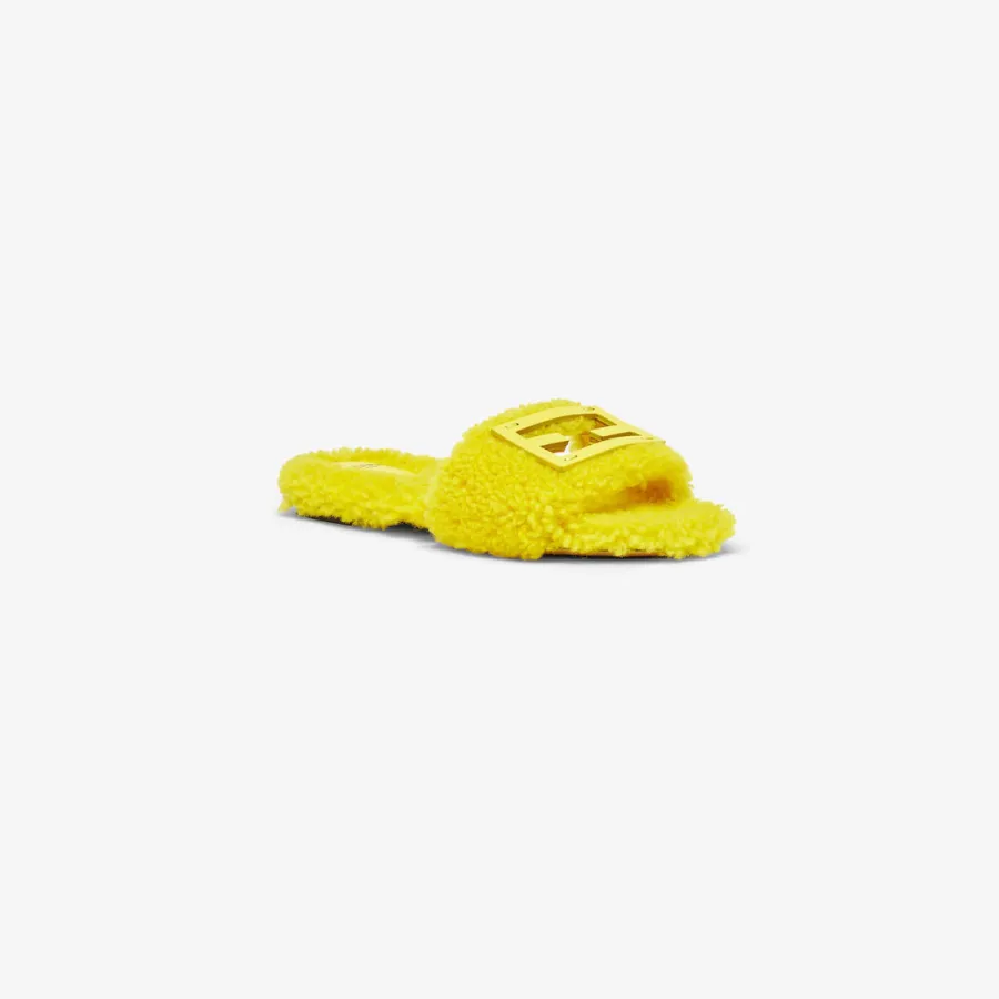 FENDI Yellow woolen sheepskin sandals