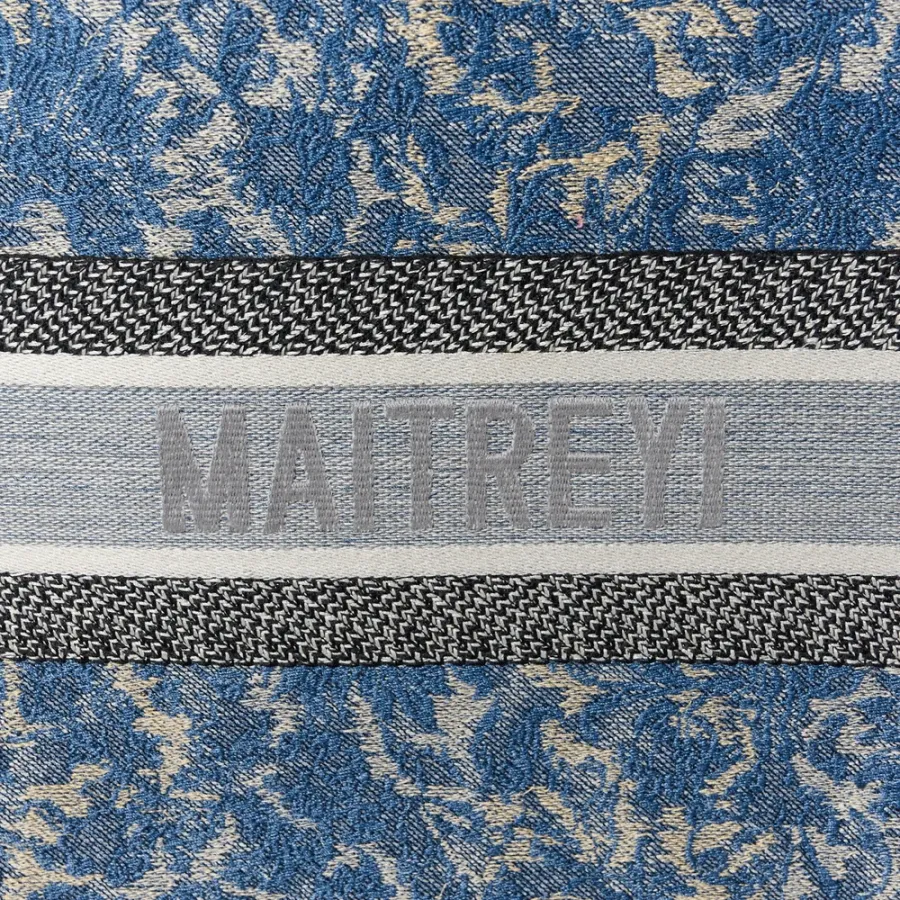 Dior Large Brocart Book Tote Blue Embroidered Canvas