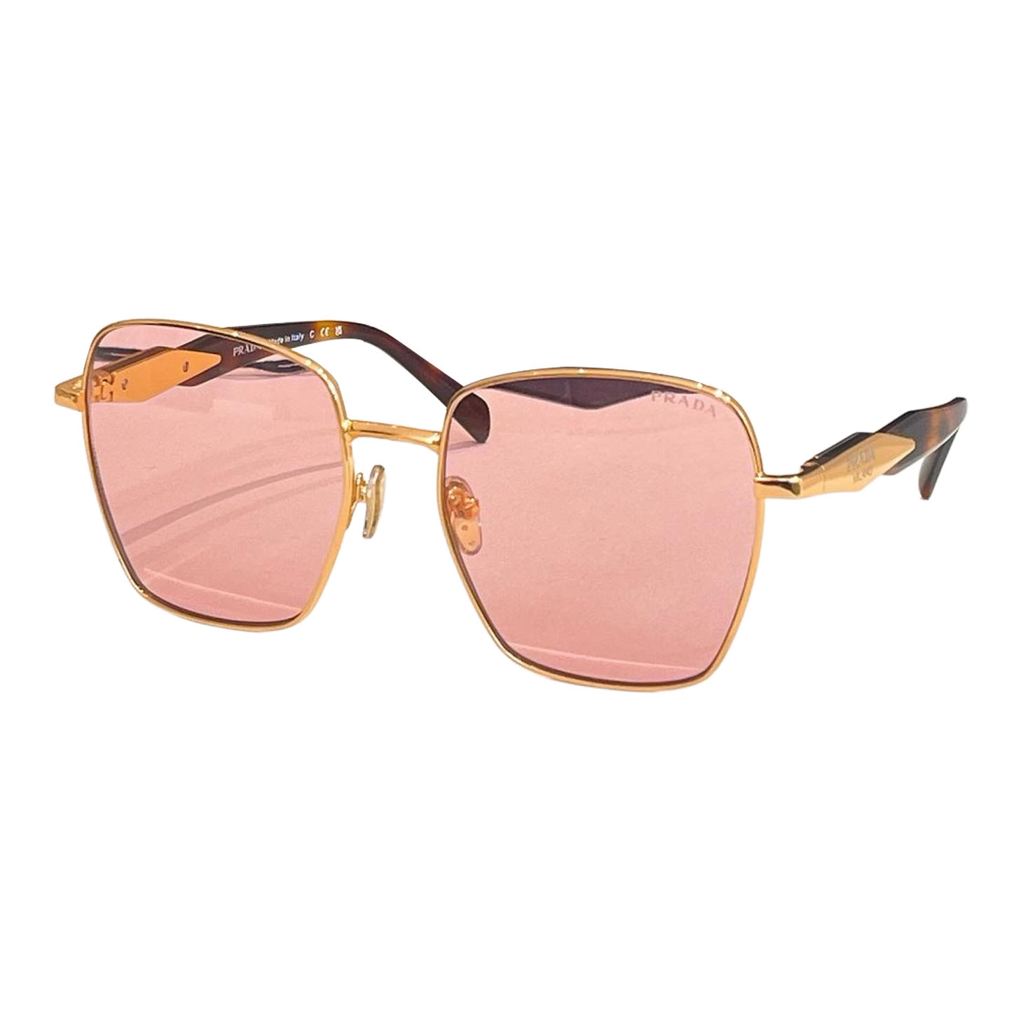 Óculos de armação quadrada Prada coral/marrom/laranja/prata preta/ouro preto/berinjela Tamanho 54口18-140
