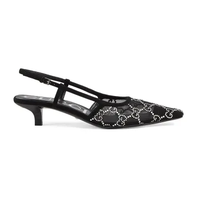 Gucci black pointed heels high heels shoes Rear lace up high heels