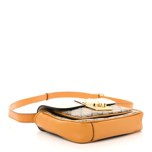 Gucci Mini Padlock Flap Pocket Shoulder Bag Beige / Mystic White / Sun Oil GG Supreme Monogram Canvas Gold Hardware - Image 6