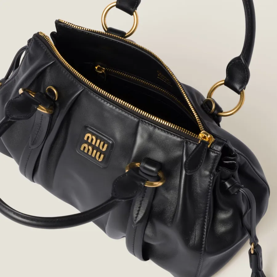 Miu Miu Joie Nappa Quilted Lambskin Leather Black Top-Handle Bags