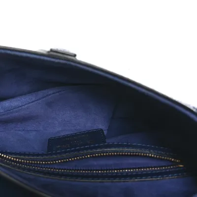 Dior Medium Saddle Bag Navy Blue Grained Calfskin Leather Gold Hardware