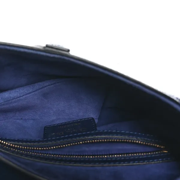 Dior Medium Saddle Bag Navy Blue Grained Calfskin Leather Gold Hardware - Image 8