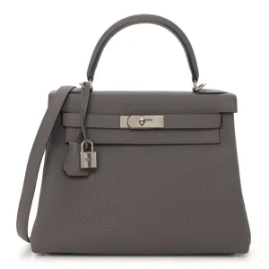 Hermès Kelly Retourne 28 Etain Togo Leather Palladium Hardware