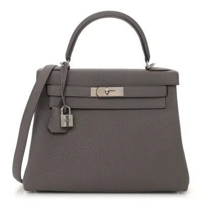 Hermès Kelly Retourne 28 Etain Togo Leather Palladium Hardware