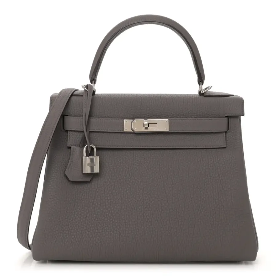 Hermès Kelly Retourne 28 Etain Togo Leather Palladium Hardware