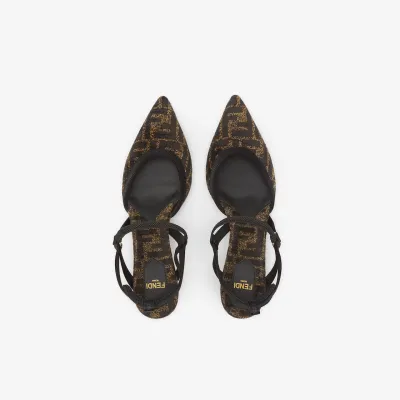 FENDI Black Chenille Medium  heel shoes