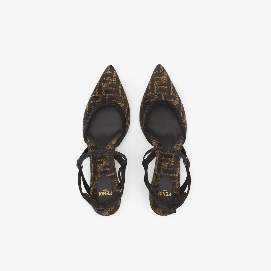 FENDI Black Chenille Medium  heel shoes