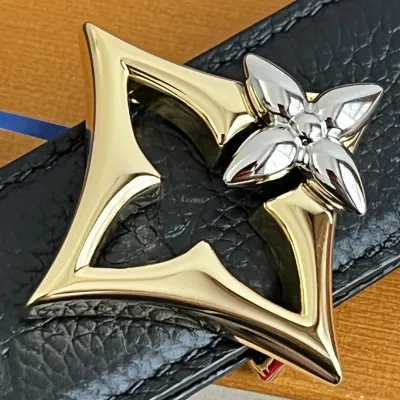 Louis Vuitton Women's Flowergram Reversible Belt In Black/Brown/Beige/White Calfskin And Monogram Canvas With Gold/Silver Hardware 30mm