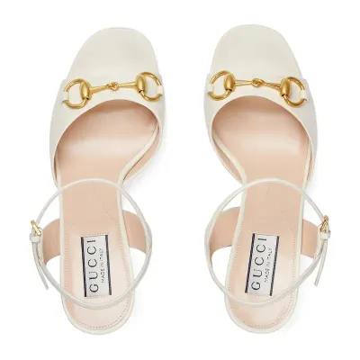 Gucci square head white high heels sandal high heels shoes