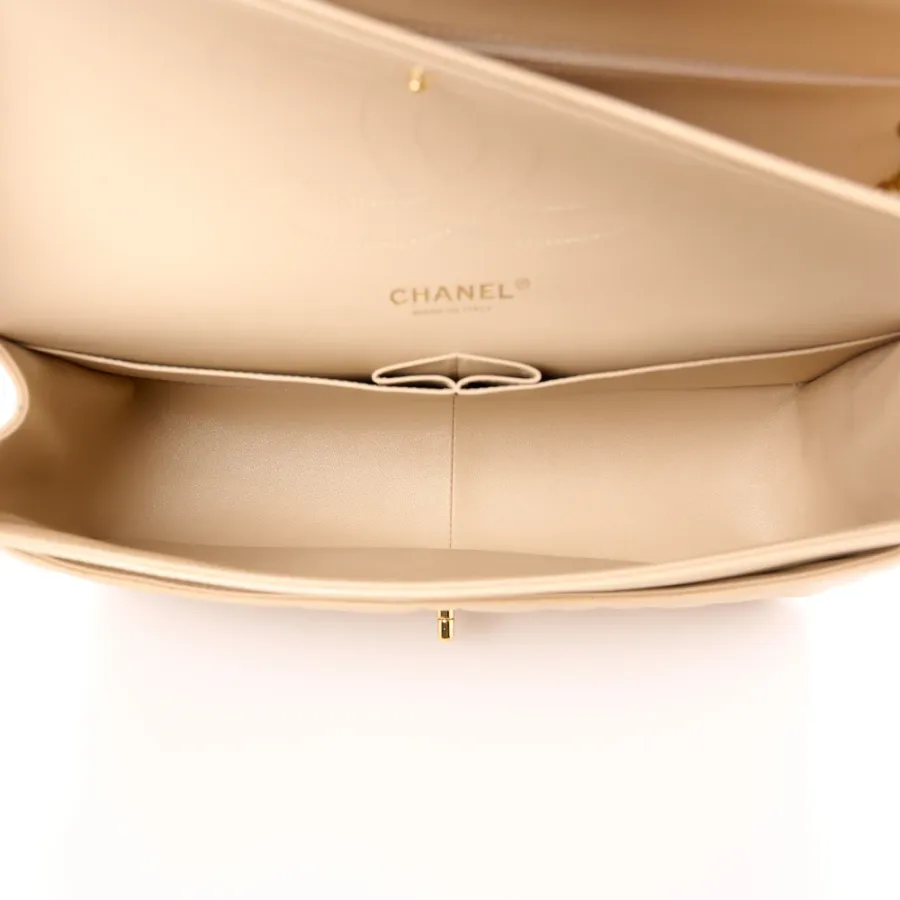 Grade Chanel Double Flap Jumbo Beige Bag