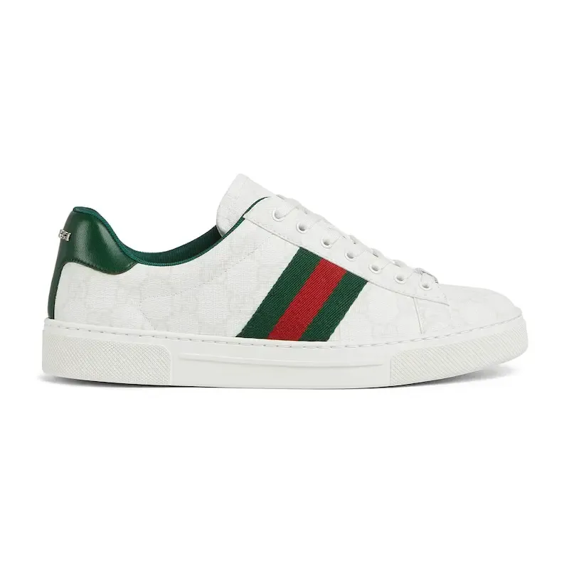 Gucci Ace series white sneakers woven fabric women's sports shoes