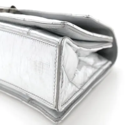 Balenciaga Small Crush Chain Bag Beige Quilted Crushed Calfskin Leather Silver Hardware