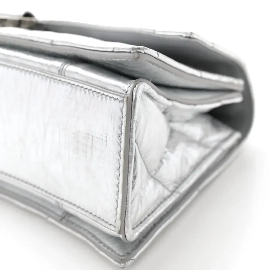 Balenciaga Small Crush Chain Bag Beige Quilted Crushed Calfskin Leather Silver Hardware