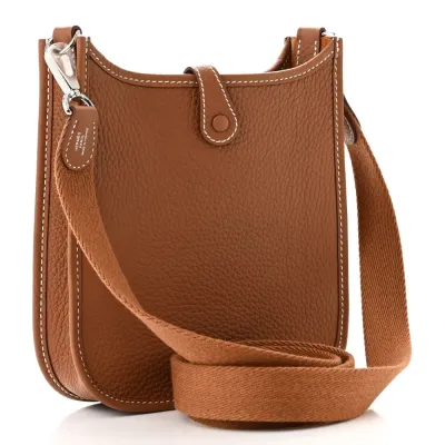 Hermès Evelyne TPM Brown Taurillon Clemence Leather Palladium Hardware