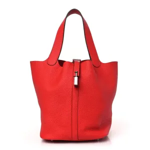 Hermès Picotin Lock 22 MM Rouge Casaque Taurillon Clemence Leather Gold Hardware