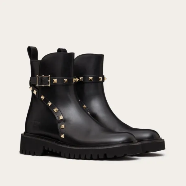 VALENTINO ROCKSTUD Calf leather ankle boots (heel height 4cm) - Image 2