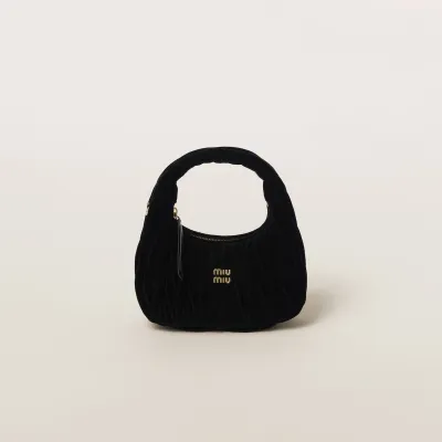 Miu Miu Wander Matelassé Suede leather handbag Black Crossbody Bags