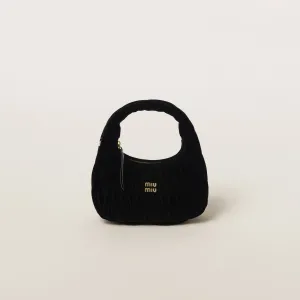 Miu Miu Wander Matelassé Suede leather handbag Black Crossbody Bags