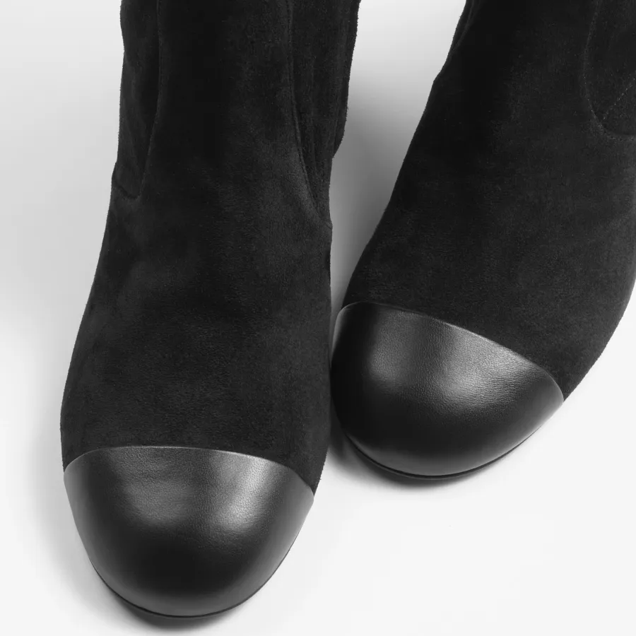 Chanel Long boots  black suede, calfskin, sheepskin