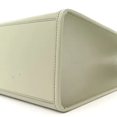 Fendi Medium Logo Embossed Sunshine Shopper Tote Green Tea King Vitello Leather & Plexiglass Gold Hardware