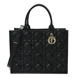 Dior Medium Book Tote Black Macrocannage Calfskin Leather Gold Hardware
