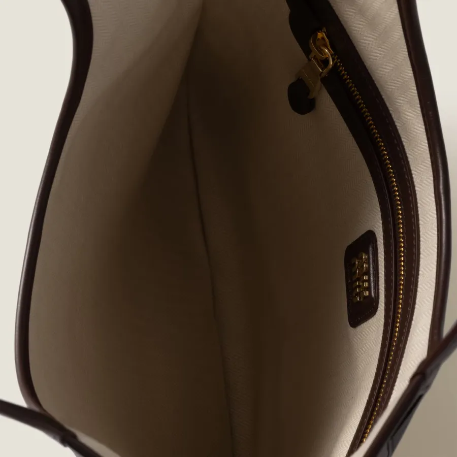 Miu Miu IVY Calfskin Leather Suede splicing Hobo Brown Tote Bags