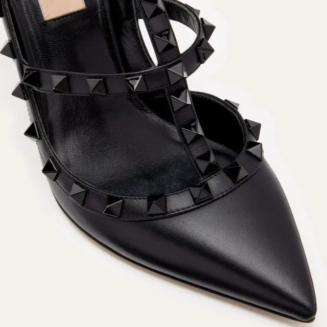 VALENTINO Rivet lace-up heels of the same color (heel height 10cm)