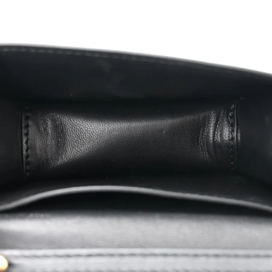 Valentino Garavani Micro VLogo Locò Shoulder Bag Black Calfskin Leather Gold Hardware