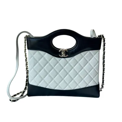 Chanel Quilted Lambskin Leather Black and white color matching Crossbody Bags