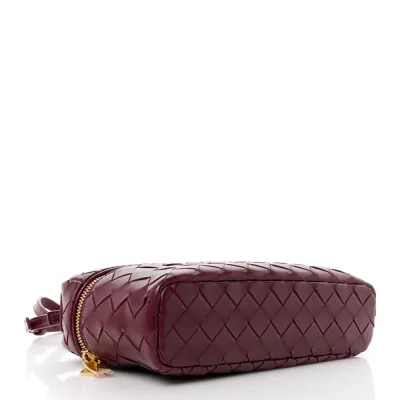 Bottega Veneta Intrecciato Bang Bang Vanity Case Cherry Nappa Leather Gold Hardware