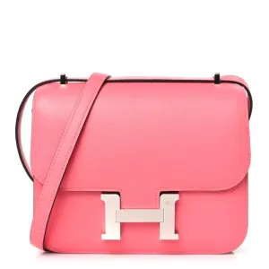 Hermès Constance 18 Rose Azalée Evercolor Leather Palladium Hardware