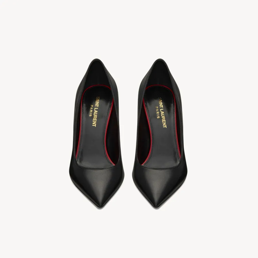 Yves Saint Laurent Black leather pointed stiletto high heels