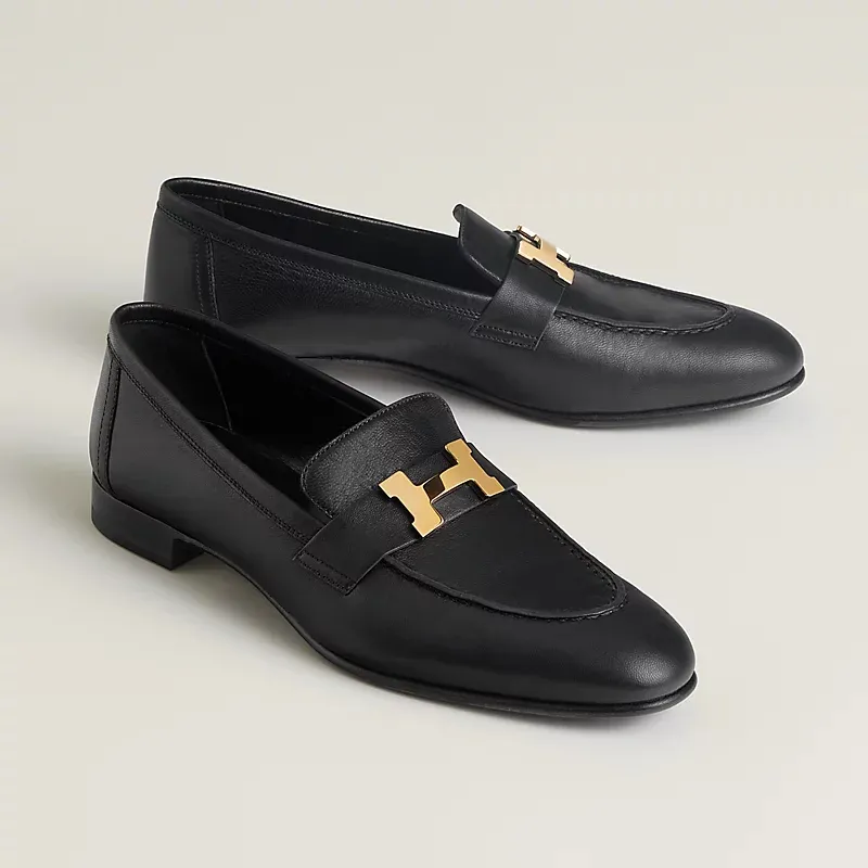 HERMES Paris Black Loafers