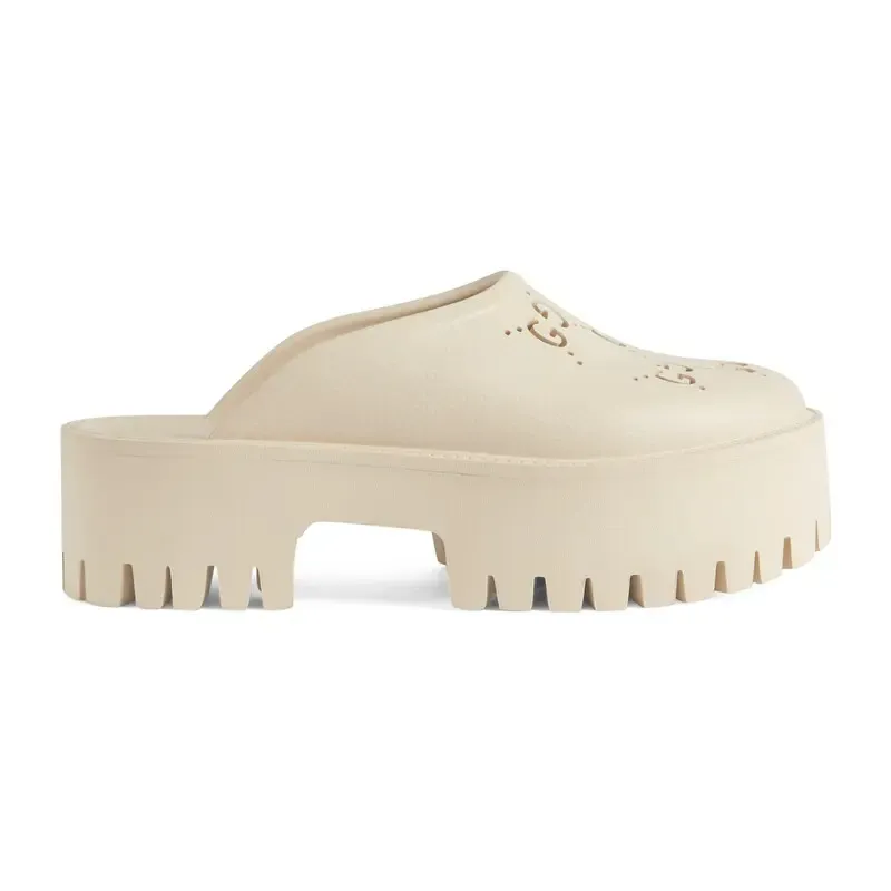 Gucci white Ladies' hollowed out G platform slippers
