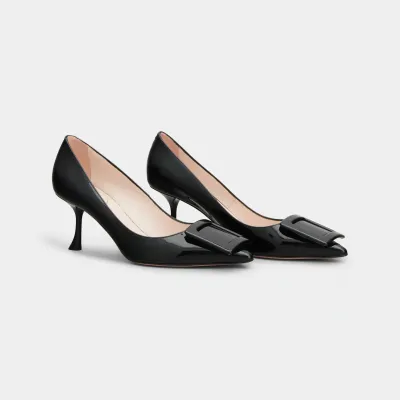 Roger Vivier Viv' In The City Pumps High Heels In Black Patent Leather With Lacquered Metal Buckle (Heel Height 6.5cm)