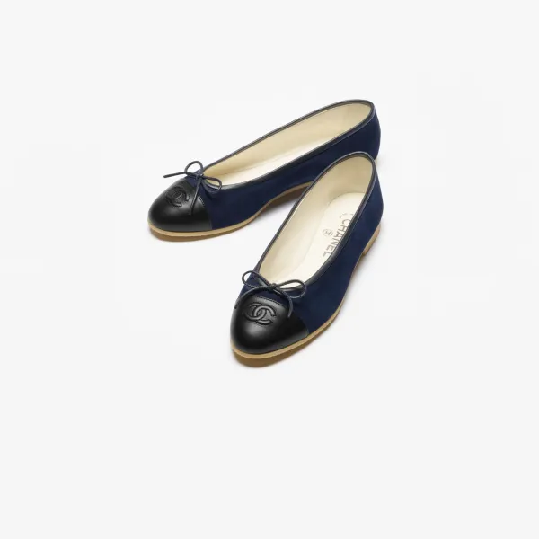 Chanel Flat shoes with suede effect, sheepskin and sheepskin leather, navy blue and black Ballet  Shoes - Image 3