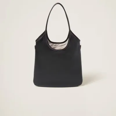 Miu Miu IVY Calfskin Leather Hobo Black Tote Bags