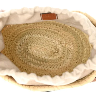 Loewe Leaf Palm Drawstring Bucket Bag Mini Natural/Tan Calfskin Leather
