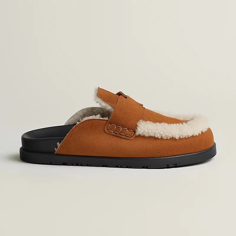 HERMES Go Mule Brown Slippers