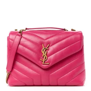 Saint Laurent Small Loulou Chain Satchel Fresh Fuchsia Y-Quilted Monogram Calfskin Leather Gold Hardware