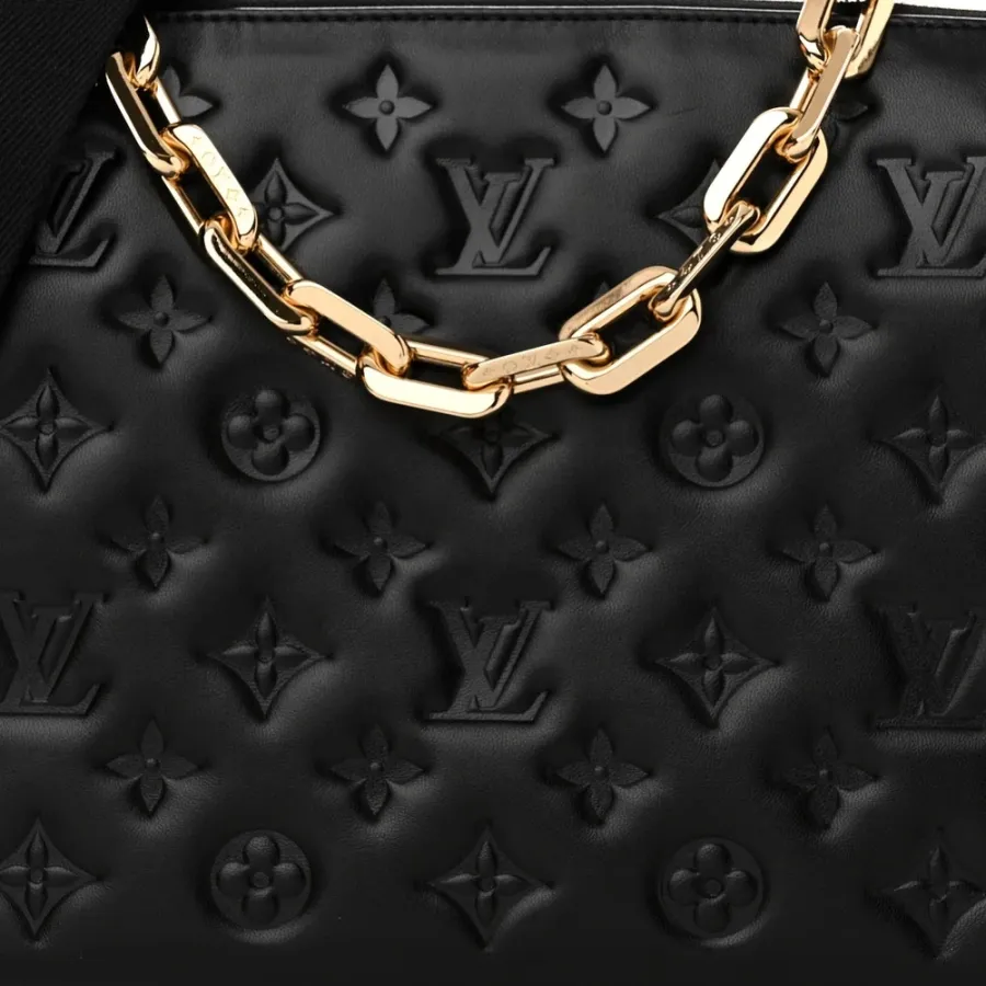 Louis Vuitton Coussin PM Black Embossed Monogram Lambskin Leather Gold Hardware