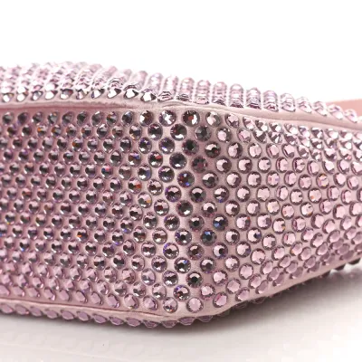 Prada Mini Re-Edition 2000 Bag Alabastro Satin & Crystal Silver Hardware