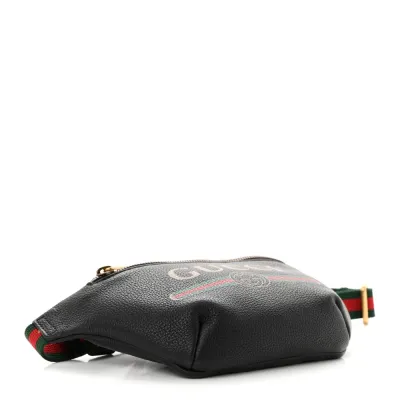 Gucci Small Logo Belt Bag Black Grained Calfskin Leather Aged Gold Hardware