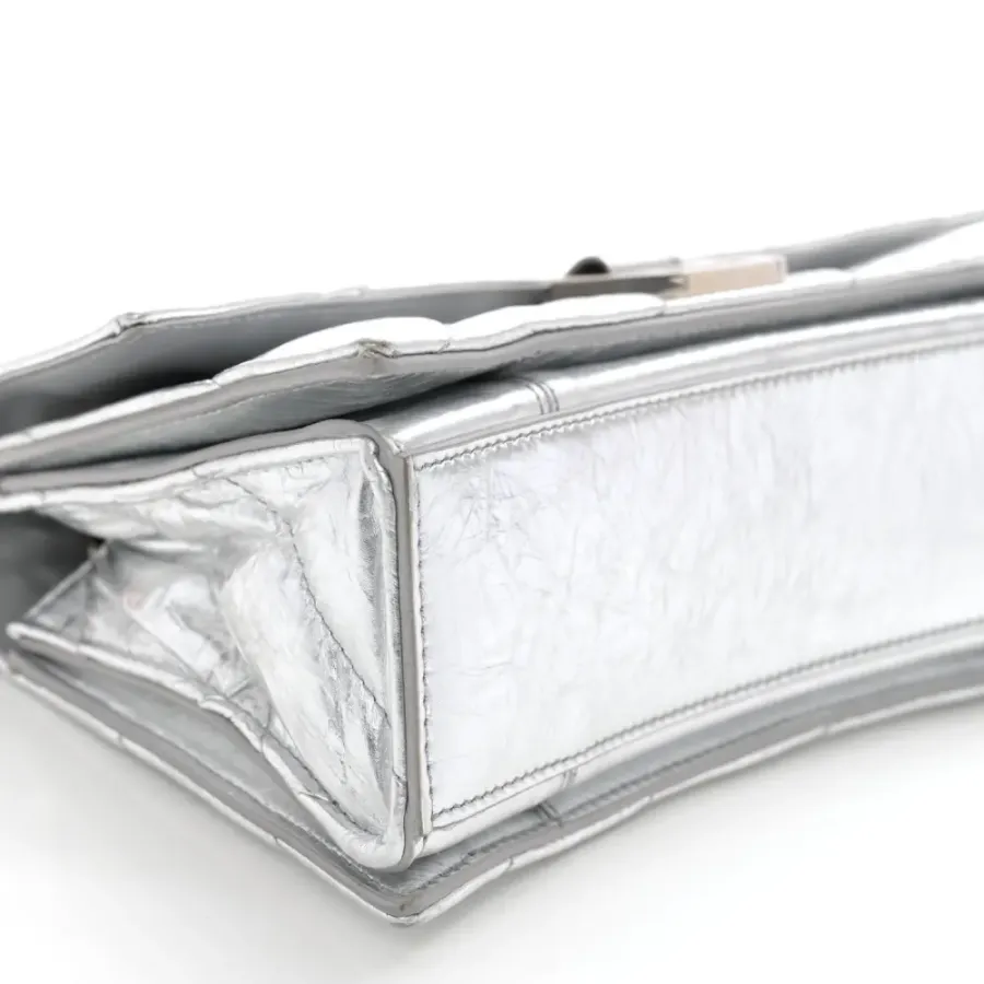 Balenciaga Small Crush Chain Bag Beige Quilted Crushed Calfskin Leather Silver Hardware