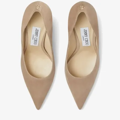 JIMMY CHOO JC logo buttoned pink suede pointed heels
