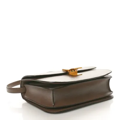 Celine Medium Classic Box Flap Bag Glazed Nut Liege Calfskin Leather Gold Hardware