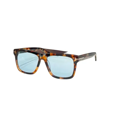 Tom Ford square frame glasses leopard blue/grey/leopard mustard/black/leopard cyan/black tawny/black brown/black orange color Size 58口17-145