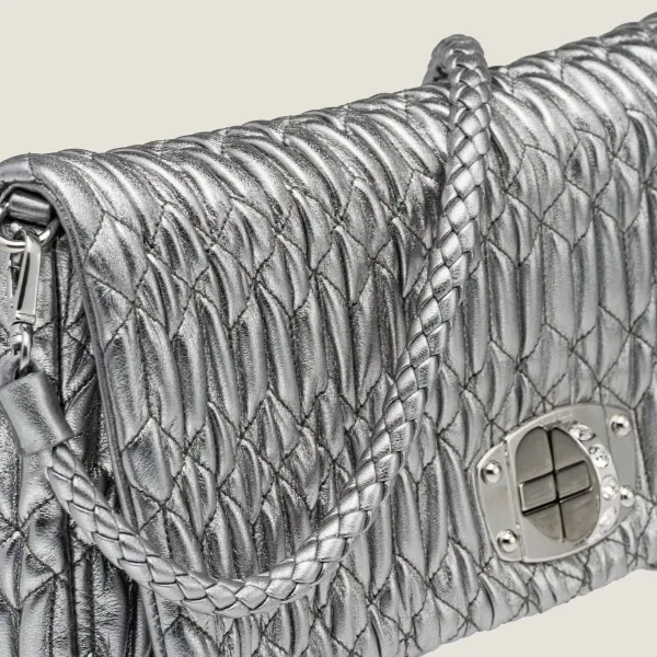 Miu Miu Quilted Lambskin Leather Silver Evening Bags - Image 4